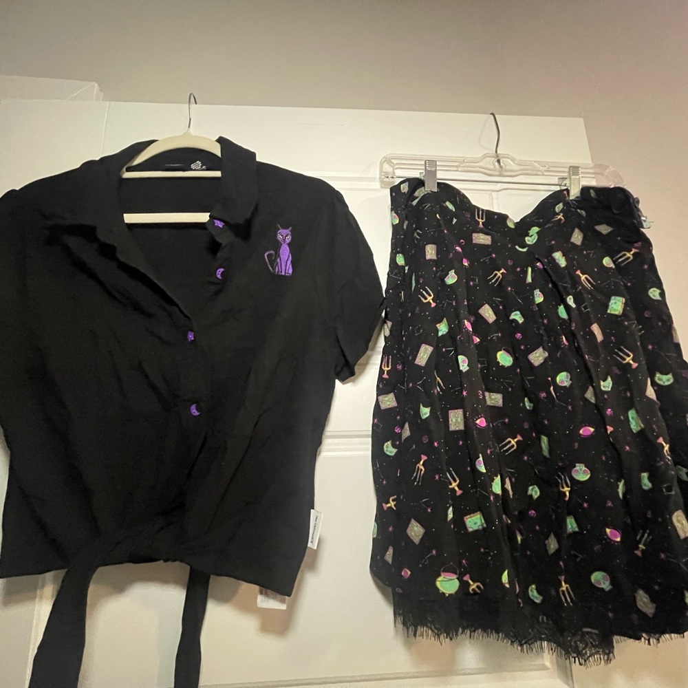 Her Universe Hocus Pocus Black and Purple Shirt & Skirt